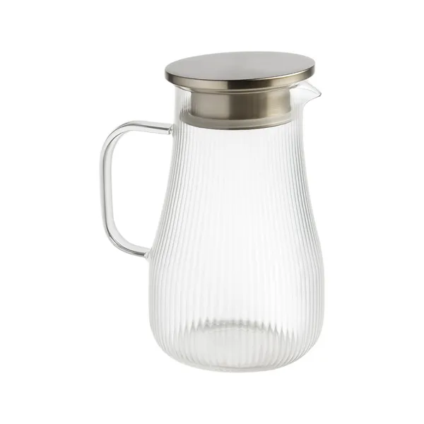 Jarra De Vidro Borossilicato Tampa Inox 1,5 Litros Listras