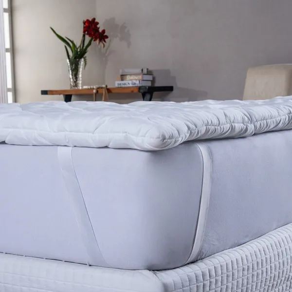 Protetor de colchão pillow top casal padrão micro percal 400 fios com elástico nas pontas