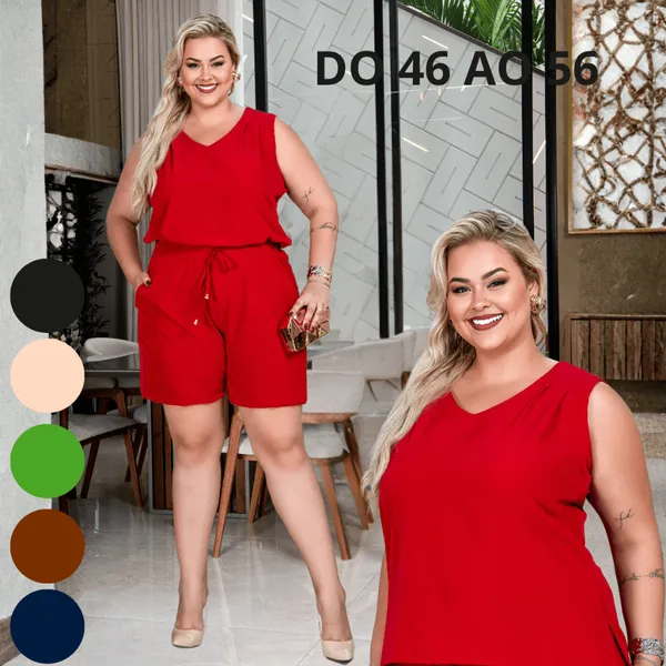 Conjunto Social Plus Size Feminino Short e Blusa Premium
