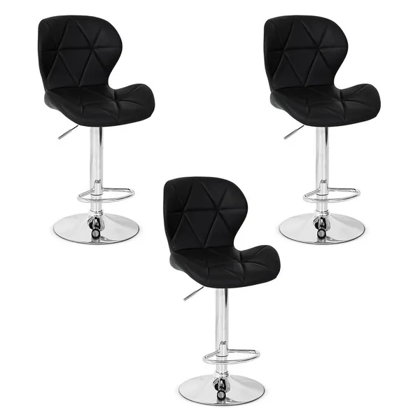 Conjunto 03 Banquetas Slim Material Ecológico Regulagem de Altura