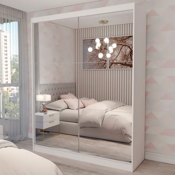 Guarda-Roupa Solteiro Swift 2 Portas 2 Gavetas Espelhado