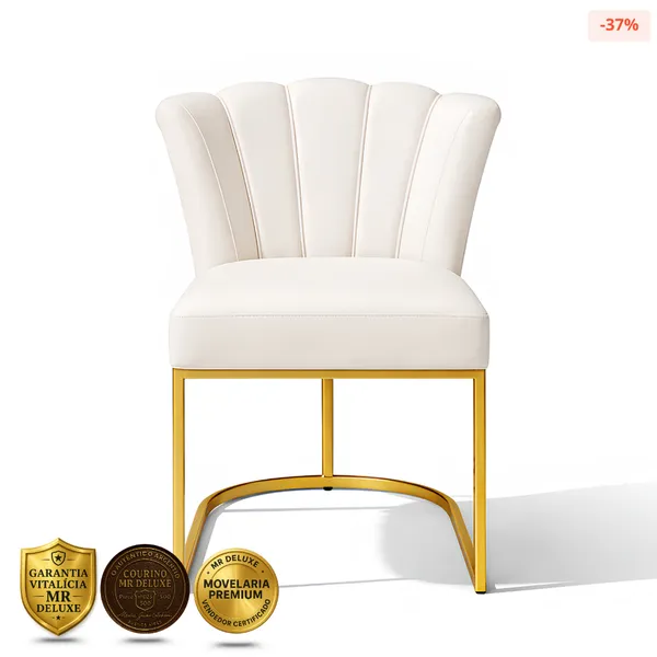 Cadeira Decorativa Pétala De Mesa de Jantar, Cadeira para Penteadeira Base Dourada