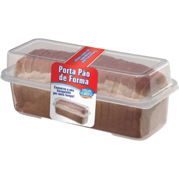 Porta Pão de Forma 3,3L Retangular com Tampa 33x15x15 Transparente - Usual Utilidades