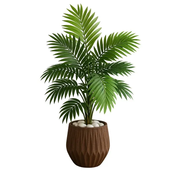 Planta Artificial Palmeira Com Vaso Origami Polietileno