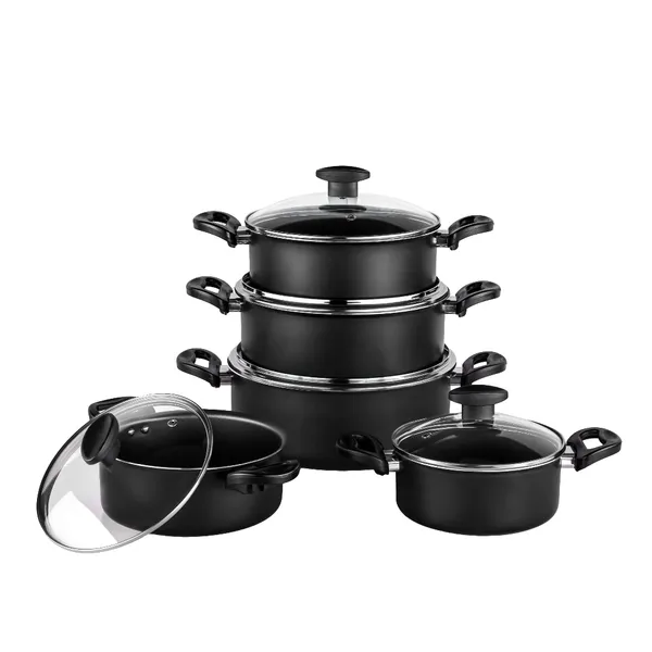 Jogo Panelas Antiaderente 5 Peças Caçarola Teflon Antiaderente com Tampa de Vidro