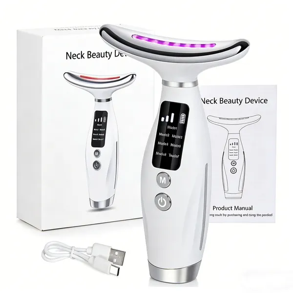 Massageador De Pele Firmeza Pescoço Led de 7 Modos Massageador Portátil Beleza para Rosto e Pescoço flash_digtal.br