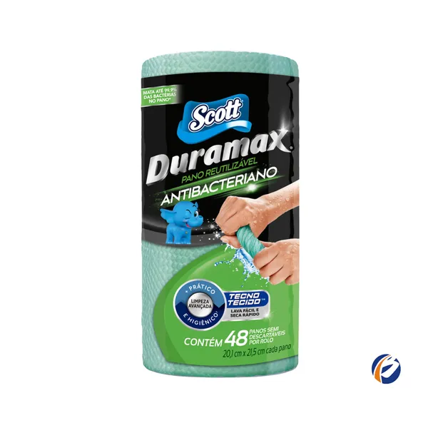 Pano Multiuso Antibacteriano 20,1x21,5 com 48 unidades Duramax Scott
