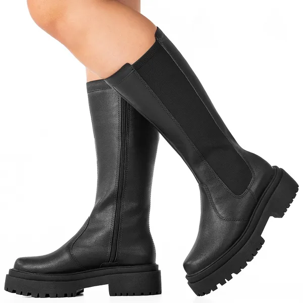 Bota Montaria GiGiL Feminina Cano Longo Rasteira Ajusta Na Perna Confortável Moda Elástico