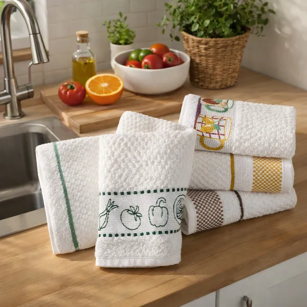 Kit Pano Prato Copa Jacquard Algodao 45x70 100% Algodao Atoalhado Alta Absorcao Cozinha