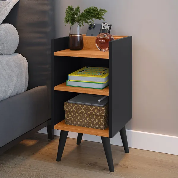 Mesa de Cabeceira Nicho Organizador, Pés Retrô em PVC e Porta-Celular Max Nicho Varias Cores