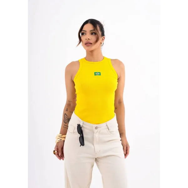 Regata Ribana Brasil Bordada BabyLook Feminina Copa