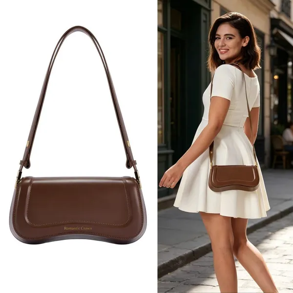 Bolsa de Ombro Feminina com Alça Ajustável, Bolsa Feminina Elegante com Couro Preto, Bolsa Transversal Tiracolo Presente