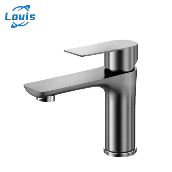 Louis Torneira de Banheiro Lavabo Louis Luxo | Inox Cinza Escovado | Design Moderno Monocomando