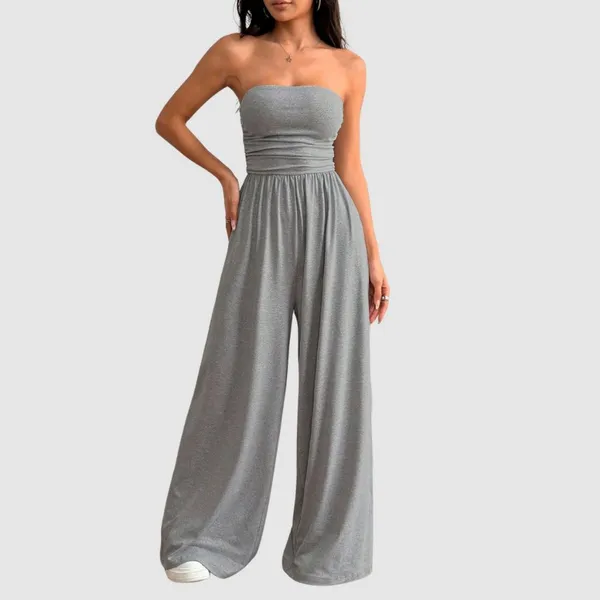 Macacão Longo Pantalona Luxo Soltinho Com Tomara Que Caia Franzido Lançamento