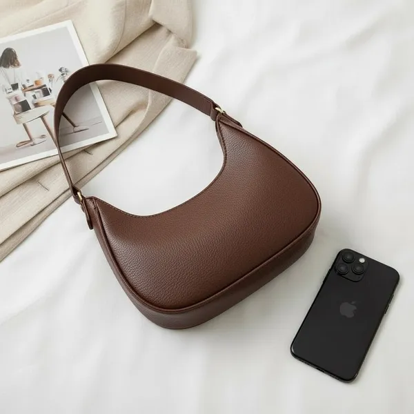 Bolsa Feminina Café Baguete Espaçosa De Ombro Estilosa Casual