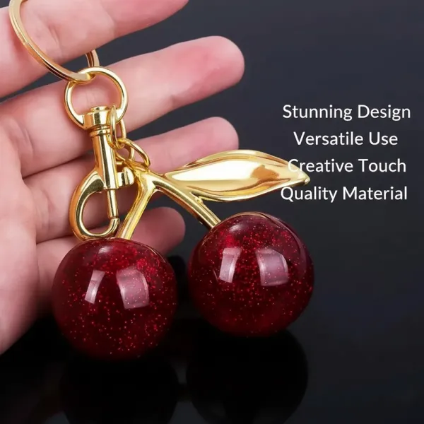 Chaveiro De Cristal Cereja Pingente Criativo Saco Charme Para Presente De Feriado Feminino
