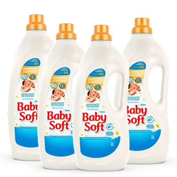 Kit 4 Amaciante Baby Soft Toque de Cuidado 2L Branco