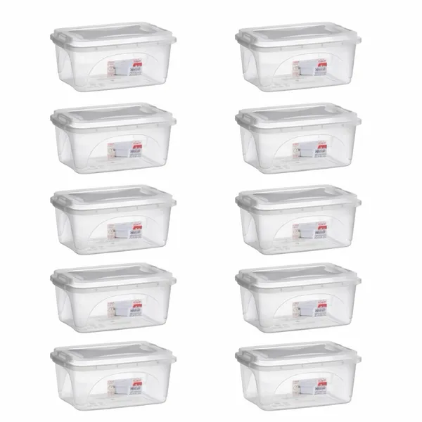 Kit Caixas Organizadoras 3 Litros Transparente Pote Tampa Com Trava Multiuso Organizador