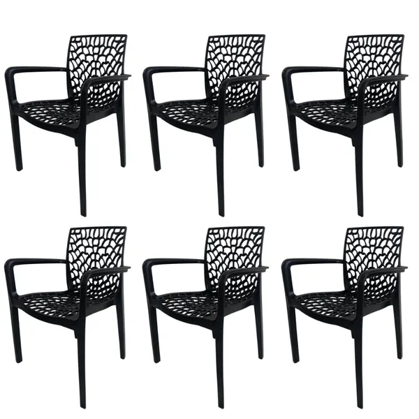 Kit 6 cadeiras Gruvyer com braço, super reforçado, premium