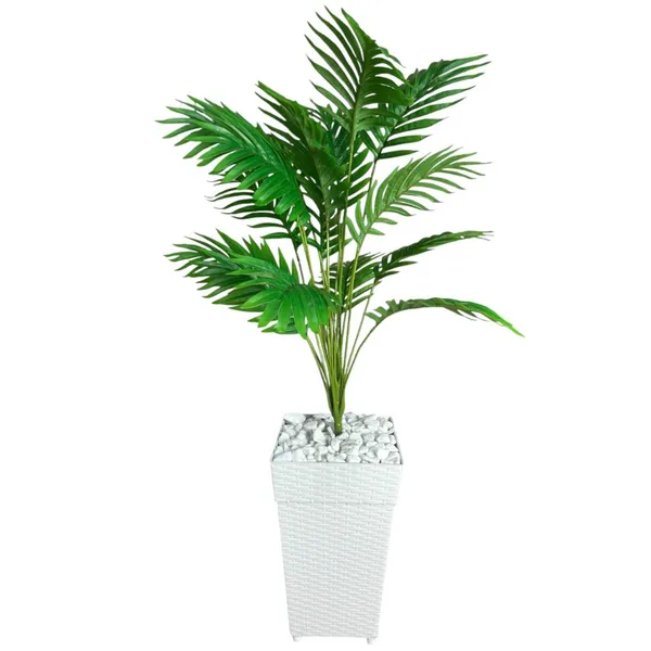 Planta Artificial Palmeira Enfeite e Decoração, com vaso Rattan