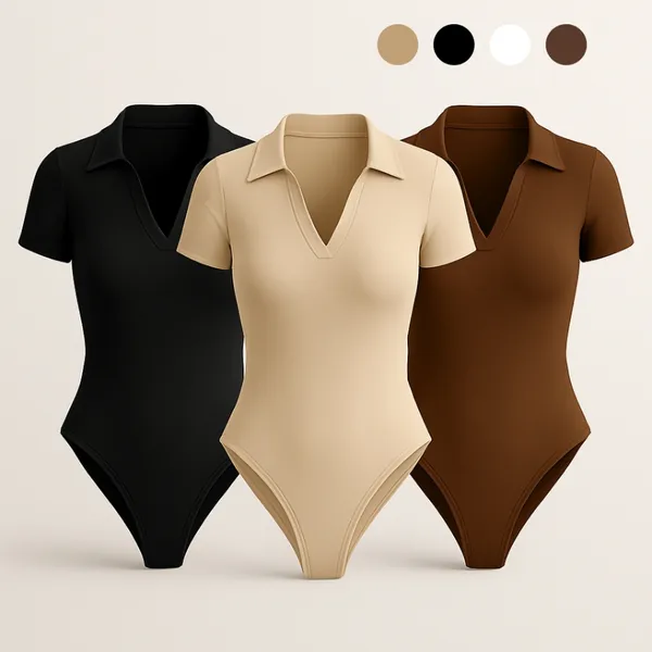 Kit 3 Body Polo Feminino Suplex Manga Curta Básico Premium Gola Polo Justo Confortável Atemporal