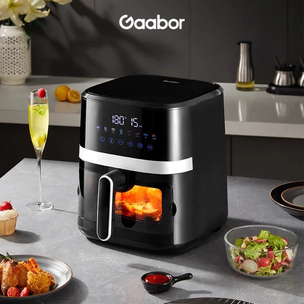 Fritadeira Elétrica Premium Gaabor 5.5L - Tela Colorida Holográfica, Janela Transparente, Serviço de Garantia Estendida