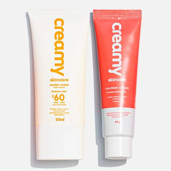 Kit Duo Protetor Solar FPS60 + Gel Creme Hidratante Facial Calming Cream – Creamy Skincare