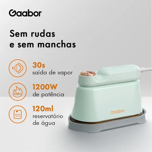 Gaabor Ferro de Passar a Vapor Portátil 1200W Top Clean HM-M01A