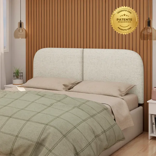 Cabeceira Dobrável Nature Orgânica Estofada Tecido Boucle