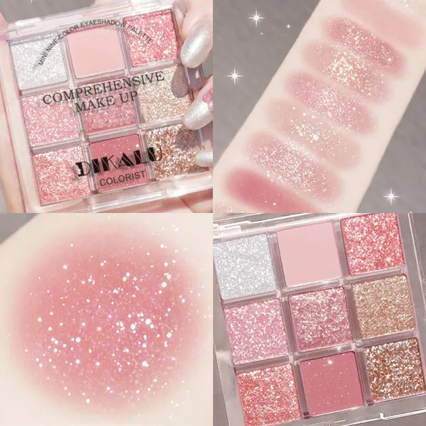 Paleta de sombras 9 cores com acabamentos foscos e brilhantes