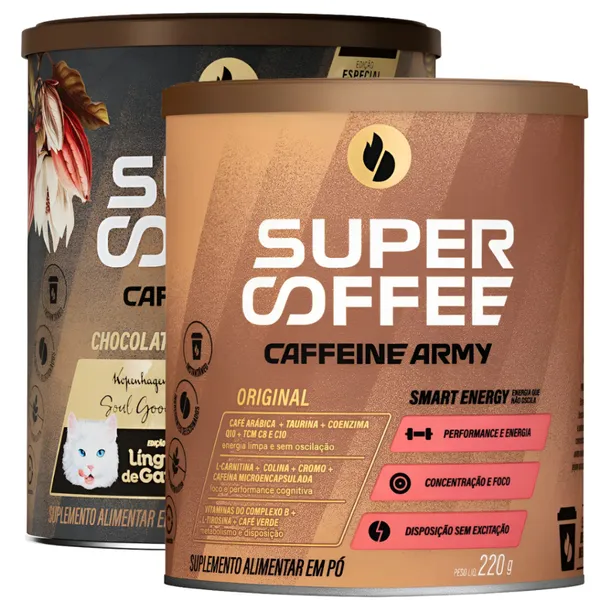 KIT COM 2 SUPERCOFFEE ORIGINAL 3.0 ENERGIA E FOCO 220G - CAFFEINE ARMY