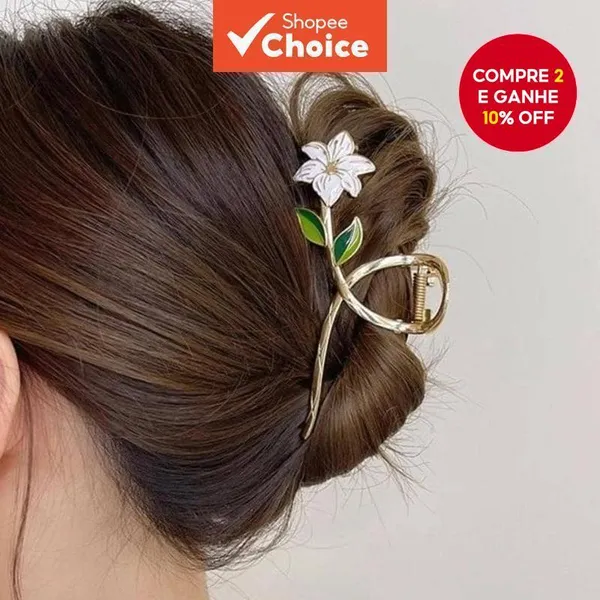 Clipes de Cabelo em Forma de Flor de Metal Lily - Acessórios Florais Estilosos para Mulheres e Meninas