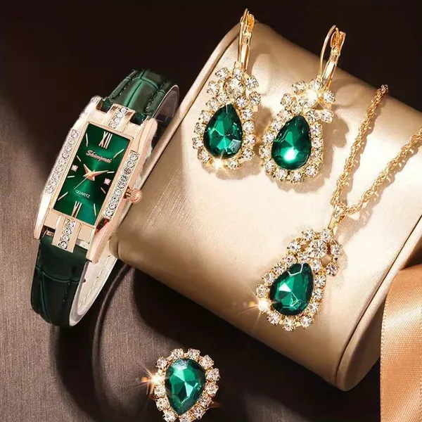 Relógio De Moda Rhinestone Retângulo Feminino De Quartzo Relógios De Pulso Com Banda De Couro