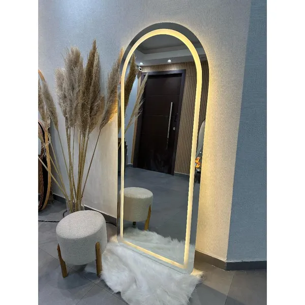 Espelho Base Reta Com Led Jateado 115cm x 60cm 150cm x 60cm 170cm x 70cm Quarto Sala Salão Loja