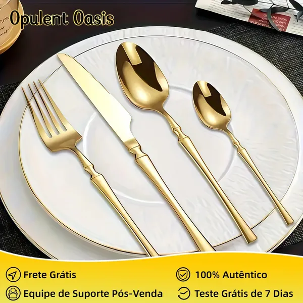 Jogo de Talheres 24 Peças Faqueiro talher Aço Inox Cozinha Garfo colher faca de aço inoxidável