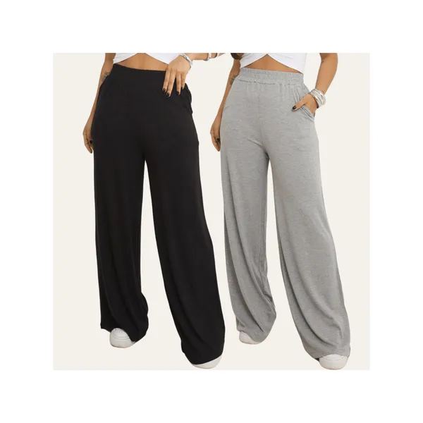 Kit 2 Calças Pantalona Feminina Elegante Casual