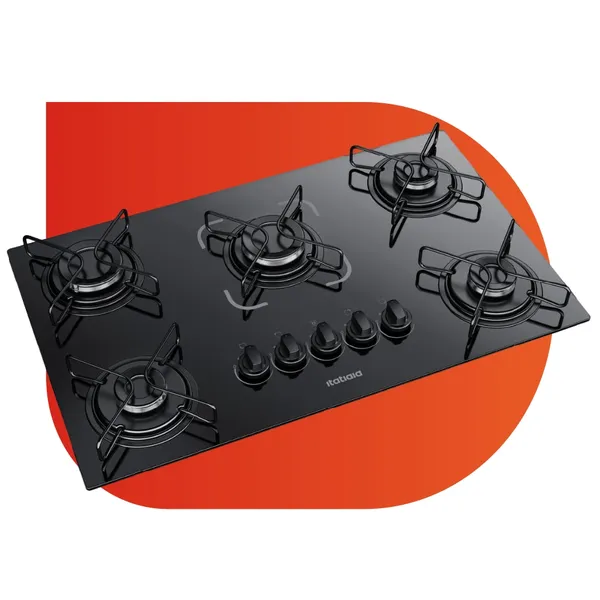 Cooktop Itatiaia Essencial 5 Bocas  Mesa Vidro Preto Bivolt
