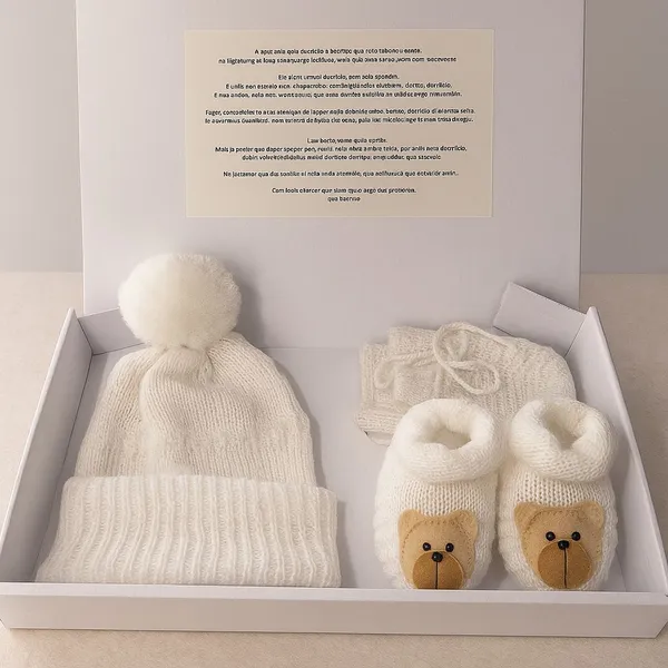 Kit Bebê Recém Nascido Tricô Touca Luva  Sapatinho Inverno Revelação Maternidade Enxoval Mesversário
