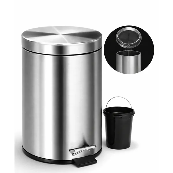 Lixeira Inox 5 Litros Cesto Com Pedal E Balde Removivél
