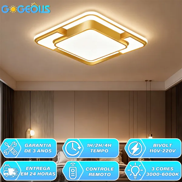 110V-220V Luminária de teto Moderna LED com controle remoto 3 Cores Lustre para Corredor Sala Quarto Cozinha 3