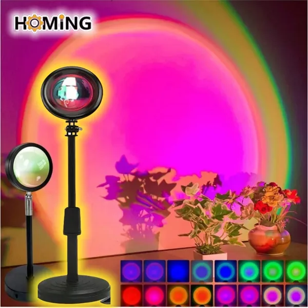 Luminária Por Do Sol Sunset 16 Cores LED Projetor com Controle Remoto USB para Fotografia e Decoração