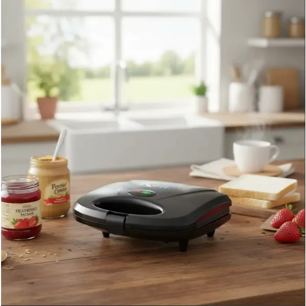 Sanduicheira Grill Elétrica 750W Antiaderente Koti Preta Faz 2 Sanduíches Rápido 110V ou 220V