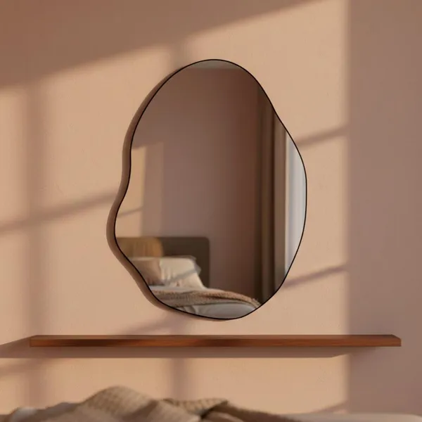 Espelho Pinterest Retrô Lapidado Orgânico 55x75cm de Parede Minimalista Banheiro Hall Entrada Lavabo