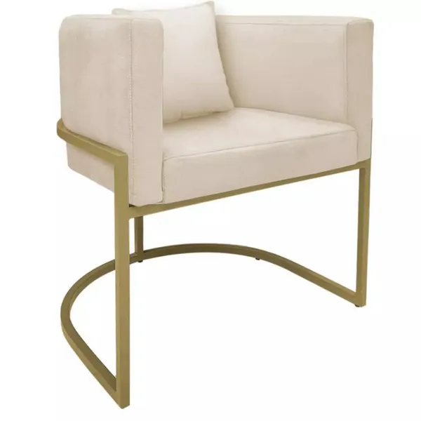 Poltrona Luna Com Base de Metal e Almofada Brinde Decorativa Sala Salão Escritório Quarto Luxo
