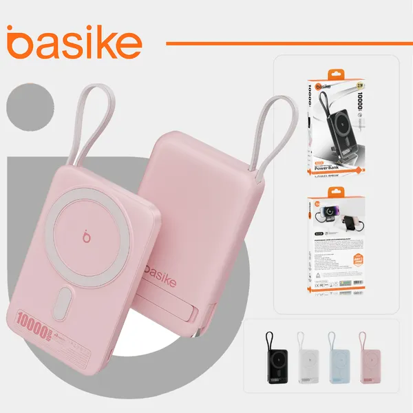 Basike Carregador Portátil 10000mAh Indução para iPhone/Android Samsung Apple Sem fio Bateria Carga