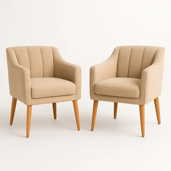 Kit com 2 Cadeiras Poltrona para Sala Moderna e Confortável Mila Suede