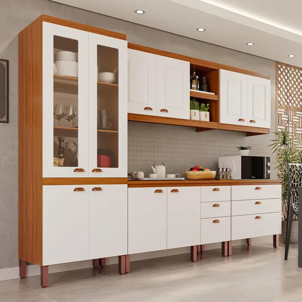 Cozinha Completa Modulada Positano 100% MDF Premium com 2 Balcões Independentes 10 Portas e  6 Gavetas