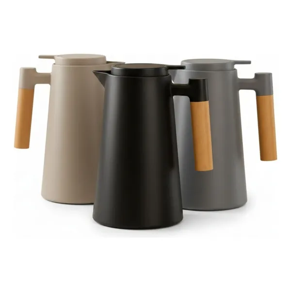 Garrafa Térmica Cabo Madeira Para Café 1l