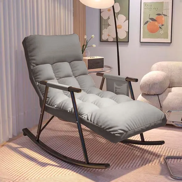 Poltrona Balanço Espreguiçadeira Lazy Confortável com 3 Níveis de Regulagem Reclinável Porta Objetos