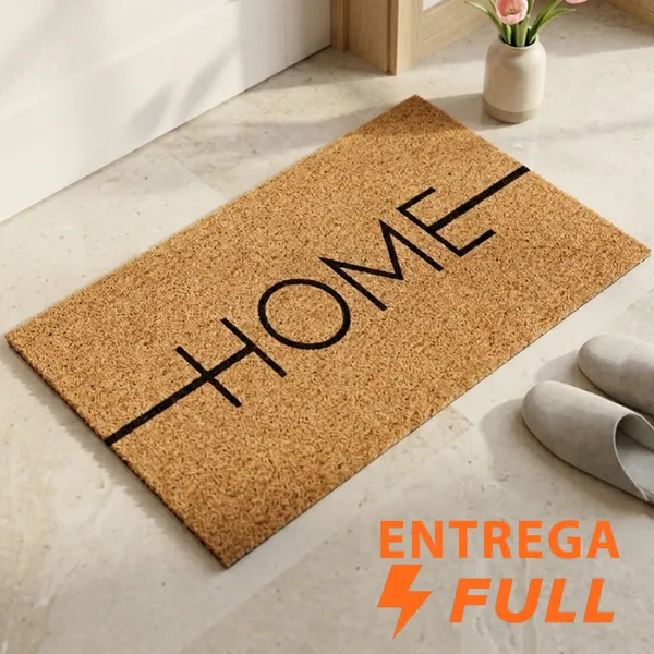 Tapete de Entrada Capacho Porta Casa Vinil Apartamento Home Bege 40x60cm Antiderrapante Decorativo